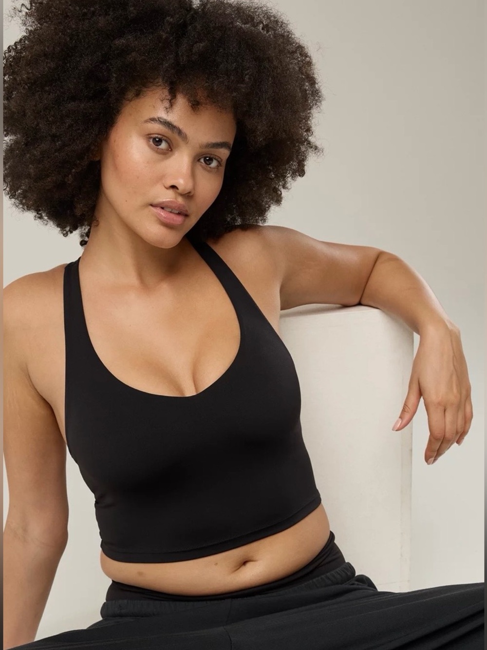 Aerie Offline Real Me Low Key Racerback Sports Bra Size XL NWT Black